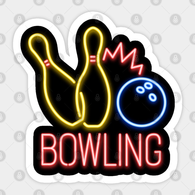 Neon Bowling Sign Sticker by madeinchorley